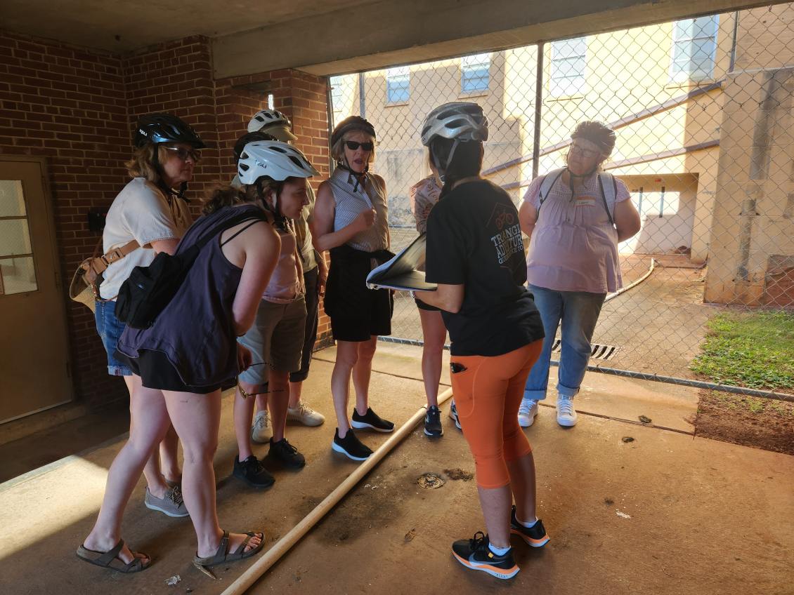 Guided e-bike riders exploring Wilmington